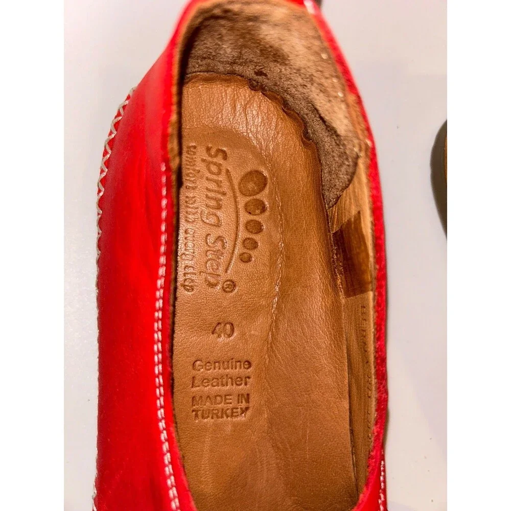 Spring Step Women’s Berna Slip On Loafer Shoe size 40/9 NWOT Genuine Leather Red